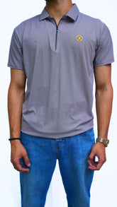 Men's gray old money style imported polo shirt.